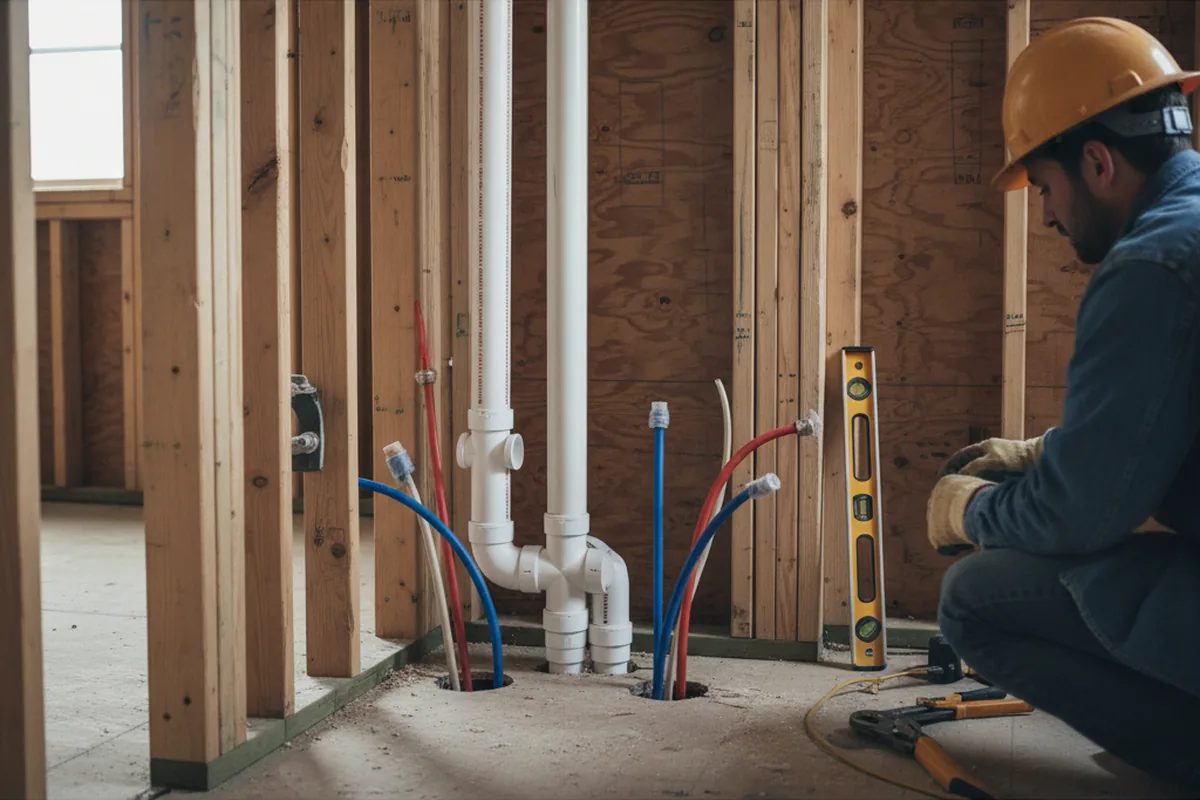 Drain and supply rough-in during Drain Cleaning in Kersey